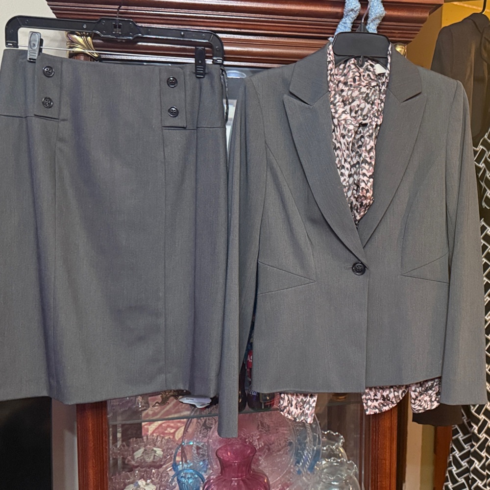 Alex Marie Gray Blazer and Skirt Set